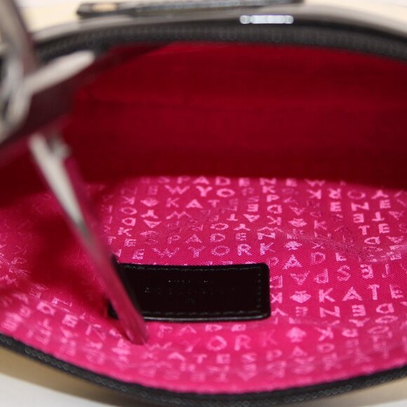 Kate Spade 9.5 x 5.5 Black Cream Striped Polyurethane Polyvinyl Crossbody Purse - Picture 14 of 16